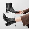 Korean version of pointed brown short boots, children's customized rear zipper thick heel women's boots customized autumn and winter new high-heeled