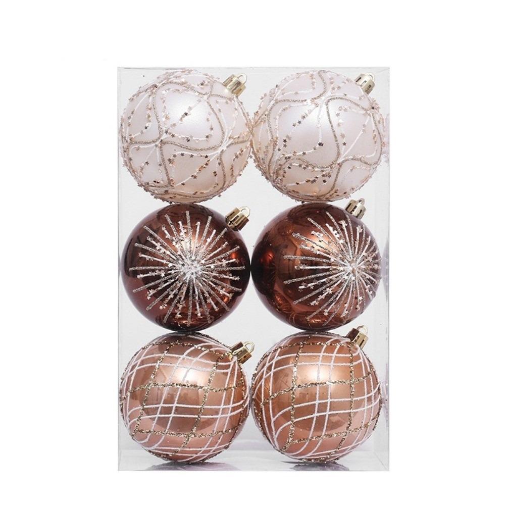 6PCS Plastic Glitter Christmas Ball Set 8cm Christmas Tree Baubles  Christmas Tree