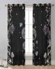 Lunar Flowers Plants Retro Stars Black Sheer Curtains for Living Room Decoration Window Curtains Kitchen Tulle Voile Curtains