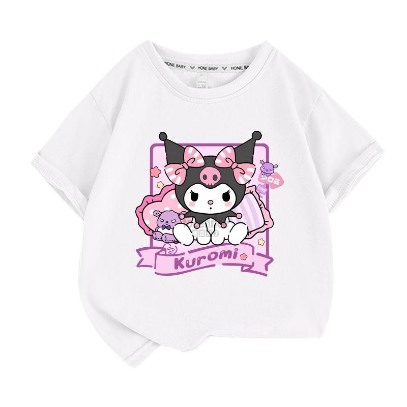 2026 New Series - Sanrio Summer Children's Clothing Cute Kuromi Print Simple Casual T-Shirt