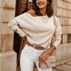 Women's Autumn and Winter New Bottoming Shirt One-line Collar Button T-shirt