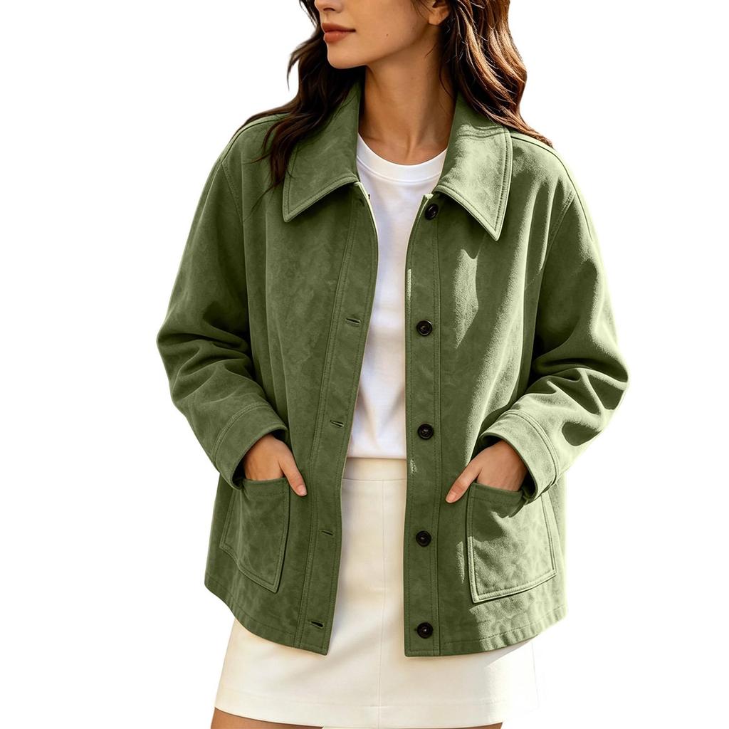 Women's Casual Jacket with Pockets, Relaxed Loose Fit Outerwear for Everyday Wear