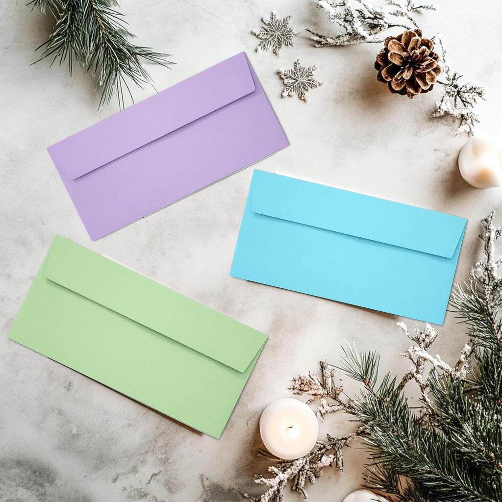 50 Pack Business Envelopes #10, 4.13 x 9.49 Inches Colored Envelopes Self Seal for Business, Invoices, Letter Mailing, Office Checks