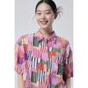Benetton Women S Multi Stripe Short Sleeve blouSe Babl97631