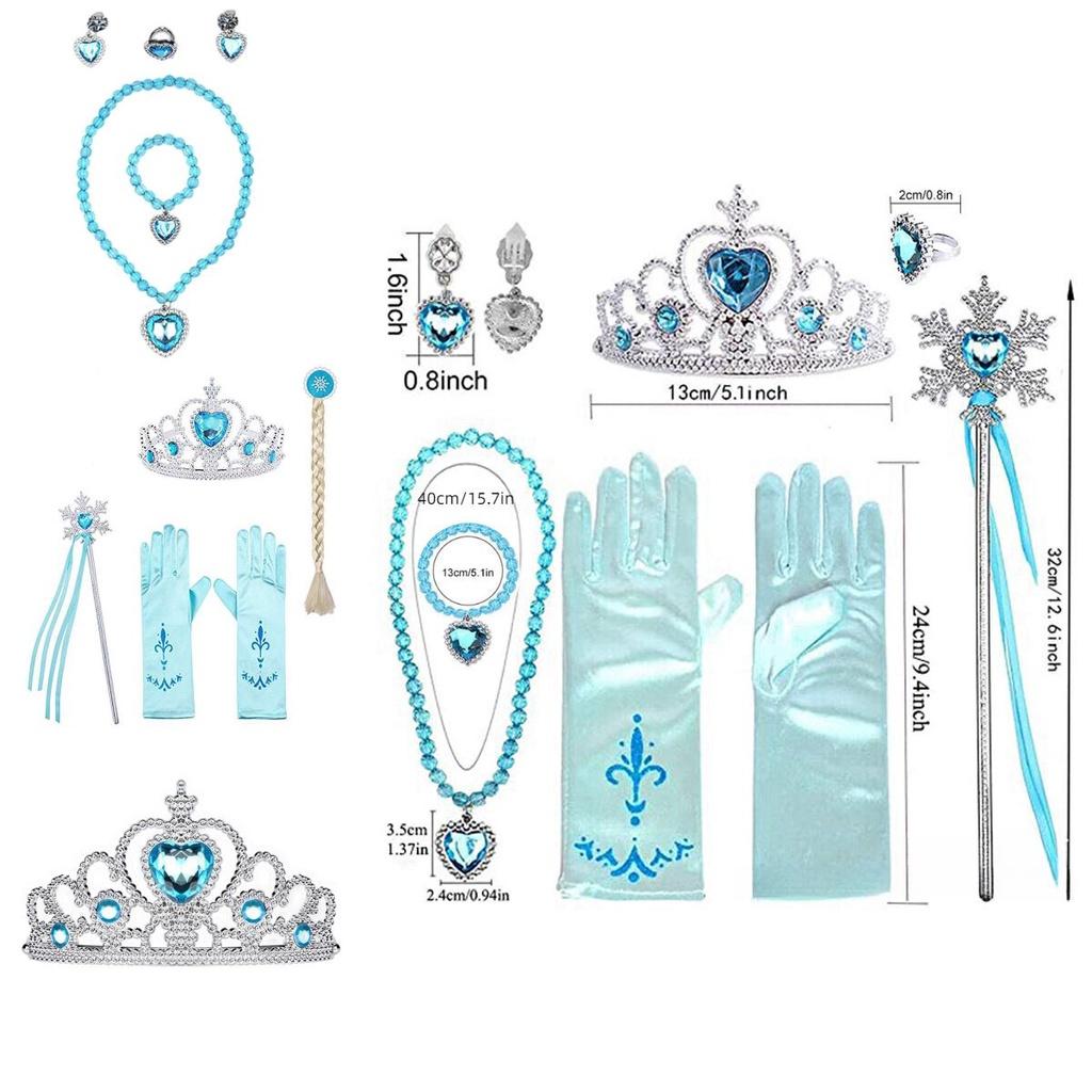 Coroană de Plastic Prințesă Elsa din Frozen Baghetă Magică Colier Cercei Fundă Mănuși Perfecte Pentru Petreceri Și Adunări