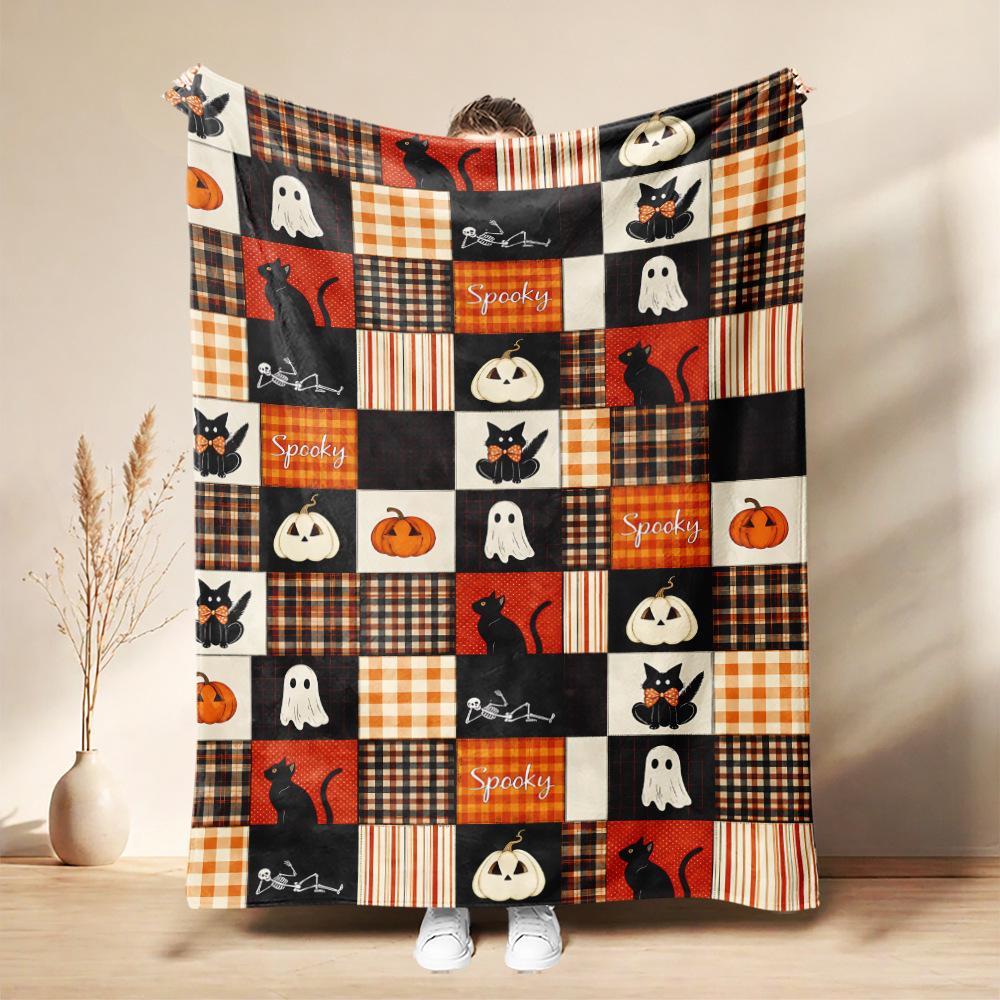 Halloween Autumn Flannel Soft Blanket for Office, Living Room, or Sofa