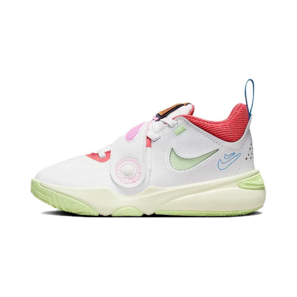 Nike Team Hustle D11 PS Summit White Barely Volt Kids Sneakers Coconut-Milk Light-Photo-Blue FJ1393-100