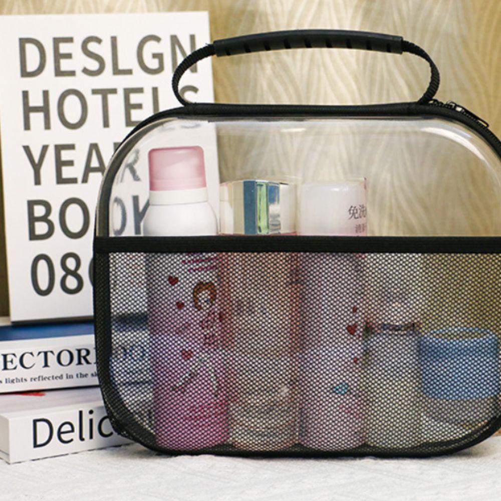 Large Capacity PVC Transparent Mesh Storage Bag Zipper Bag Toiletries Organizer Pouch  Sports