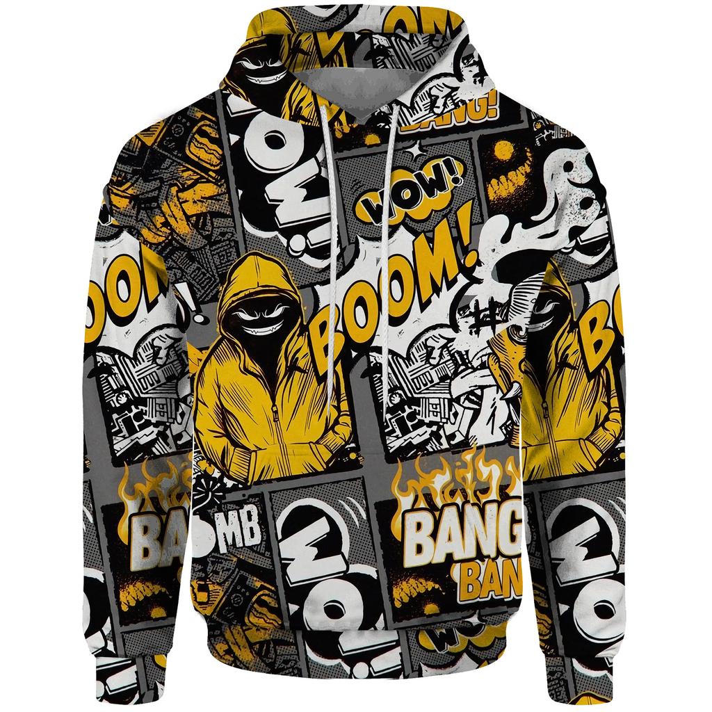 Herbst Herren Neue Mode Hoodie 3D Gedrucktes Comic-Muster Hip Hop Lässig Komfort Multifunktionales Herren Pullover Sweatshirt