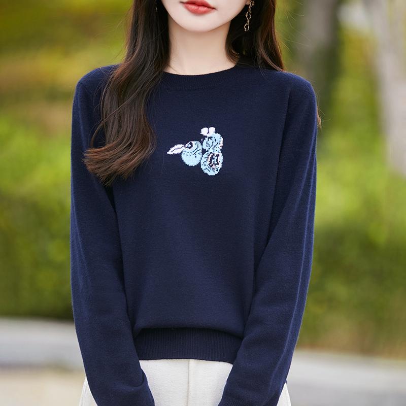 Women's Cashmere Sweater Qinghe Cashmere 30% Cashmere 70% Wool Autumn and Winter Cashmere Pullover Soft and Warm