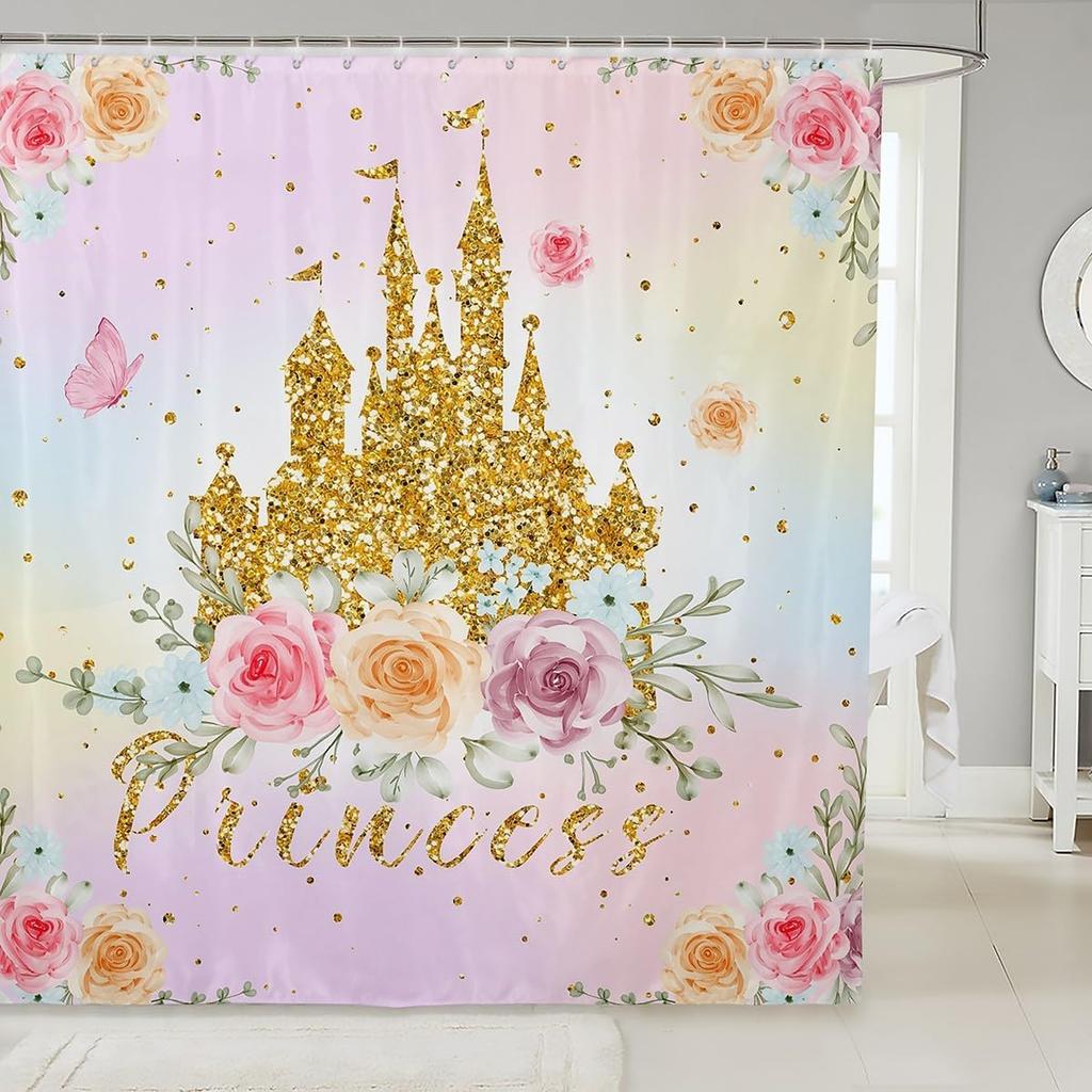 Japanese Style Bathroom Curtain,Cherry Flower Shower Curtain Kids Girls Women Adults Bathroom Decor,Exotic Rustic Style