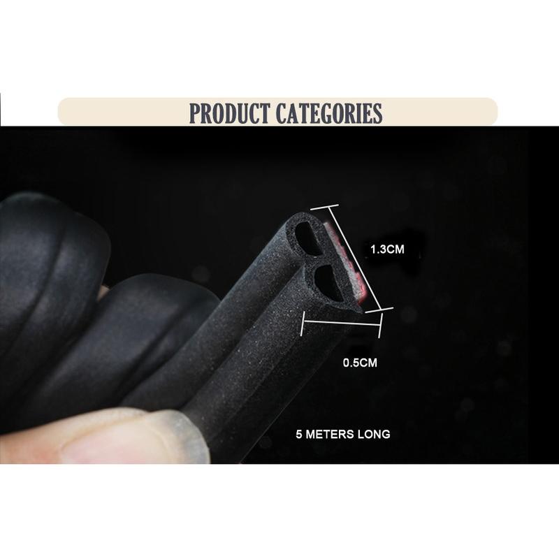 5M Black B-Type Waterproof Car Suv Door Edge Trim Seal Strip Seal Rubber Strips