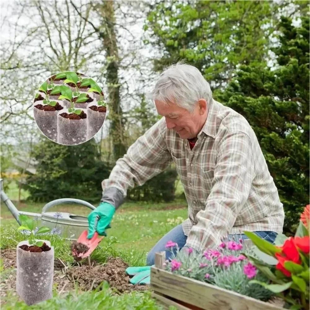 500/100Pcs Plant Nursery Bags Biodegradable Non-Woven Fabric Seedling Pouch Flowers Fruit Tree Seed Grow Bag Pot Garden Supplies