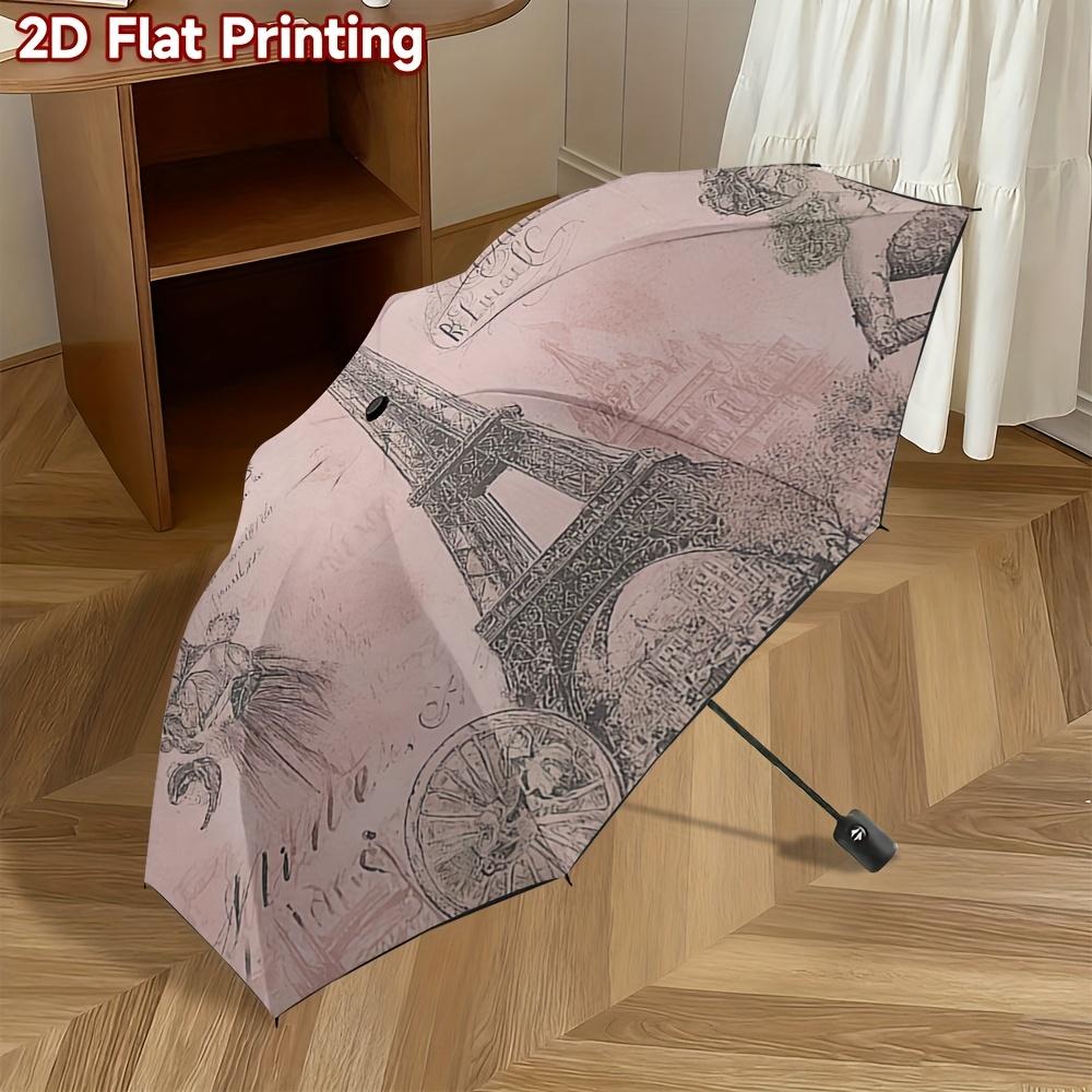 

1pc Paris Eiffel Tower Automatic Folding Umbrella with One-Touch Open/Close - Lightweight Durable Portable Collapsible Design, (as the picture,Iron&8K)