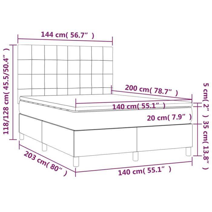 VidaXL Bed Slatted Base with Mattress and LED, Upholstered Bed, Double Bed, Adult Bed for Interior Bedroom, 3135440