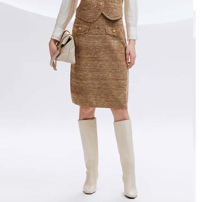 JESSIE Retro Plaid Straight Skirt S