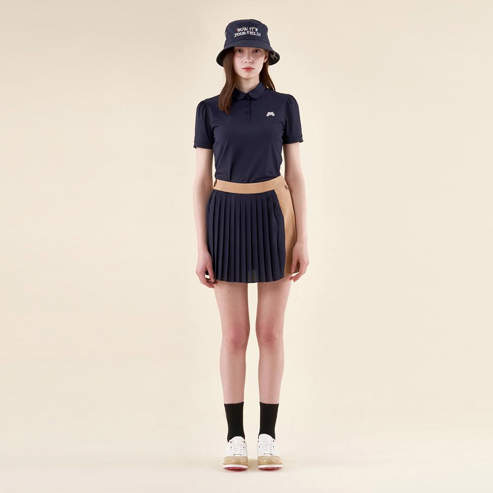 MARTINE GOLF Chiffon Pleats Skirt_Navy