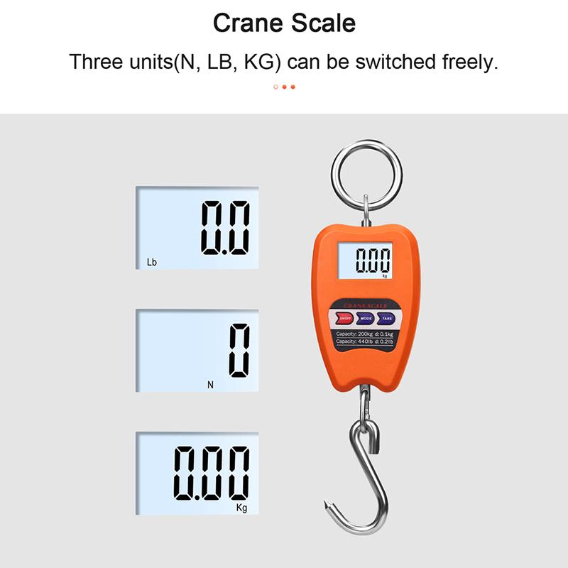 200Kg Electronic Luggage Scale Portable Digital Hanging Scales Lcd Display Travel High Accurate Handheld Weighing Tool