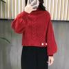 High-texture Semi-turtleneck Sweater Women's Pullover, Thick Autumn and Winter Retro Loose and Thin Long-sleeved Knitted Sweater