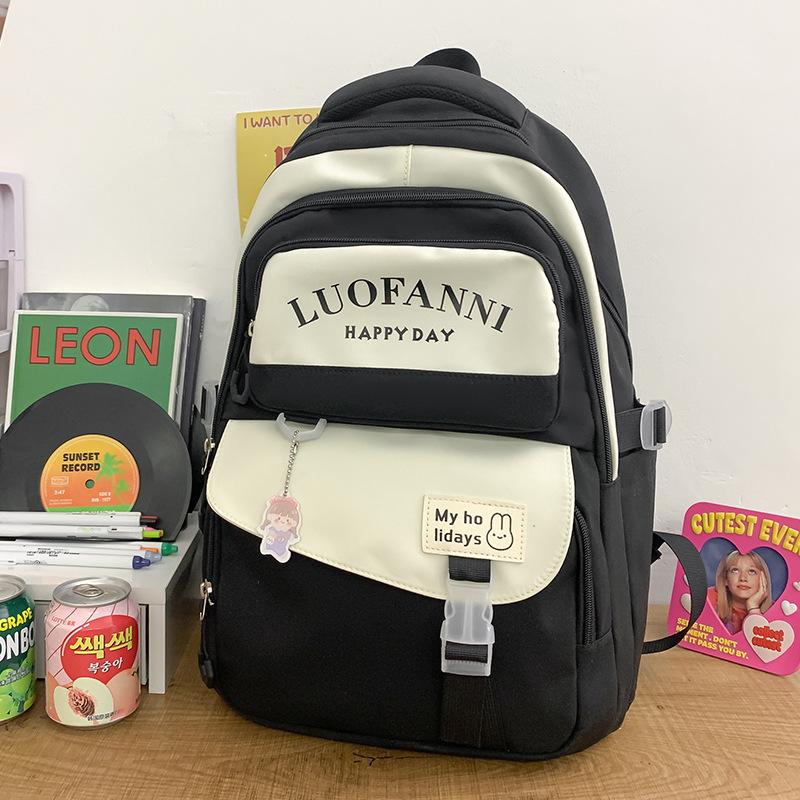 School Bag Girls High School Students High Quality Fashion Burgundy Junior High School Students Multi-layer Elementary School Students Backpack