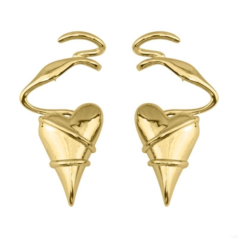 Elegant Heart Shaped Earrings Featuring Gold/Silver Tone Wire Wrapped Earrings Ear Accessories for Fashionable Women