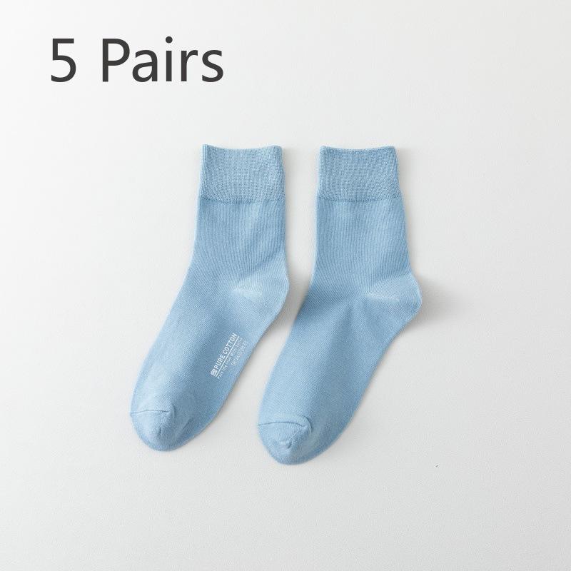 

5 пар женских носков из чистого хлопка на осень и зиму 5 Pairs светло-синий