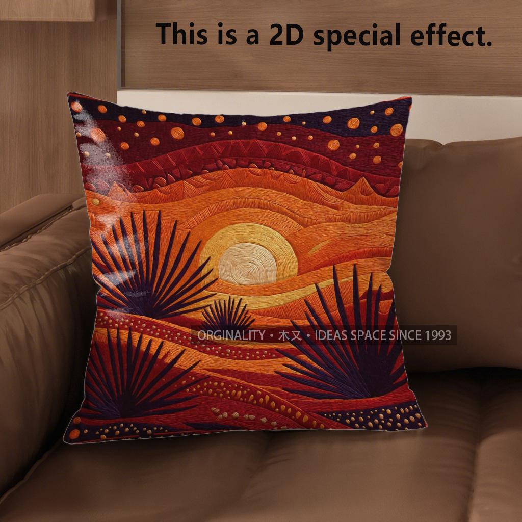 2D Southwestern Desert Sunset Throw Pillow Covers** Pattern Cushion Cover Suitable For Sofa Bedroom Car Pillow Cover