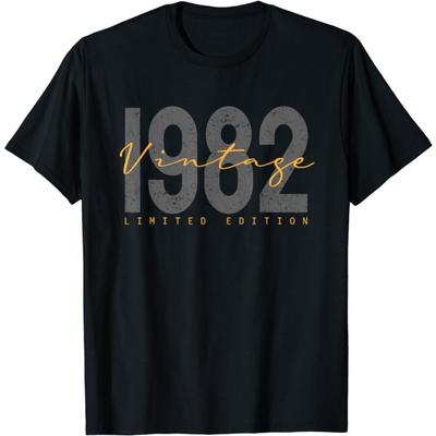 Vintage 1982 Sommer Mode Herren T-Shirt 3D Gedruckte Kurzarm Tops Unisex Lässig Locker Übergröße Outdoor Kleidung