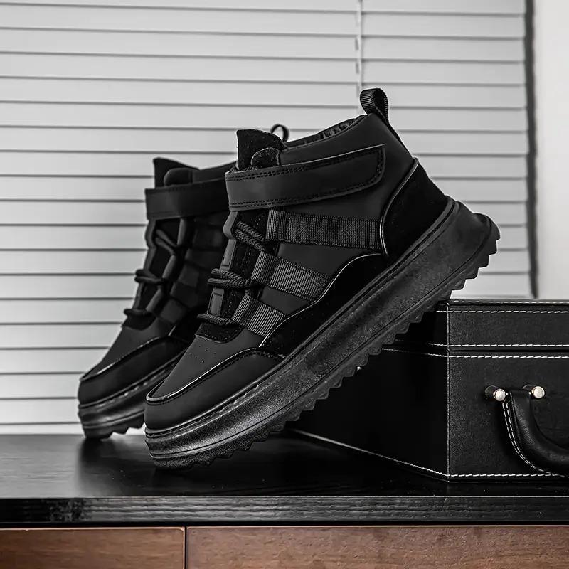 

Новые мужские кеды на толстой подошве с высоким верхом для весны и осени легкие и имеют мягкую подошву. 44 чёрный