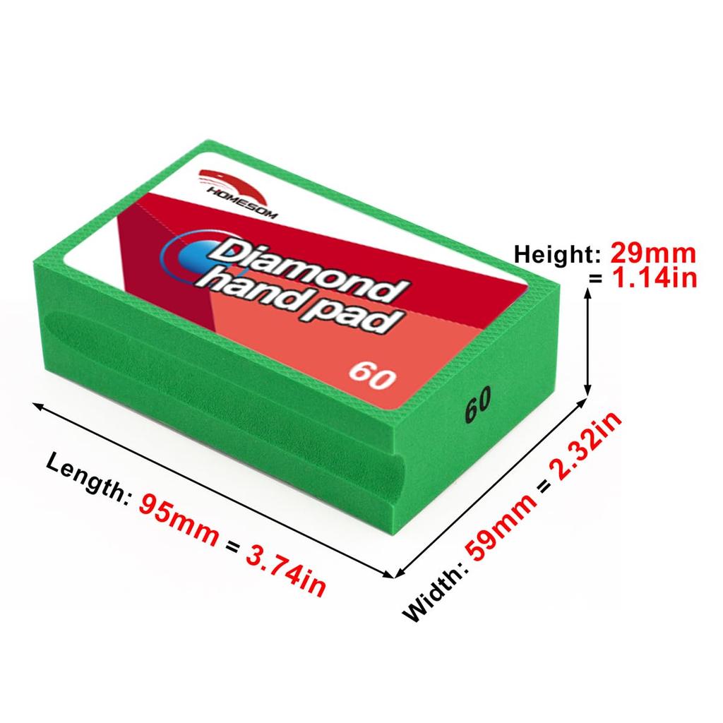 HOMESOM Electroplated Diamond Hand Polishing 60 Grit Glass Grinding Pads for and DIY Hand Tools Pads, Stone, Marble, Ceramic,