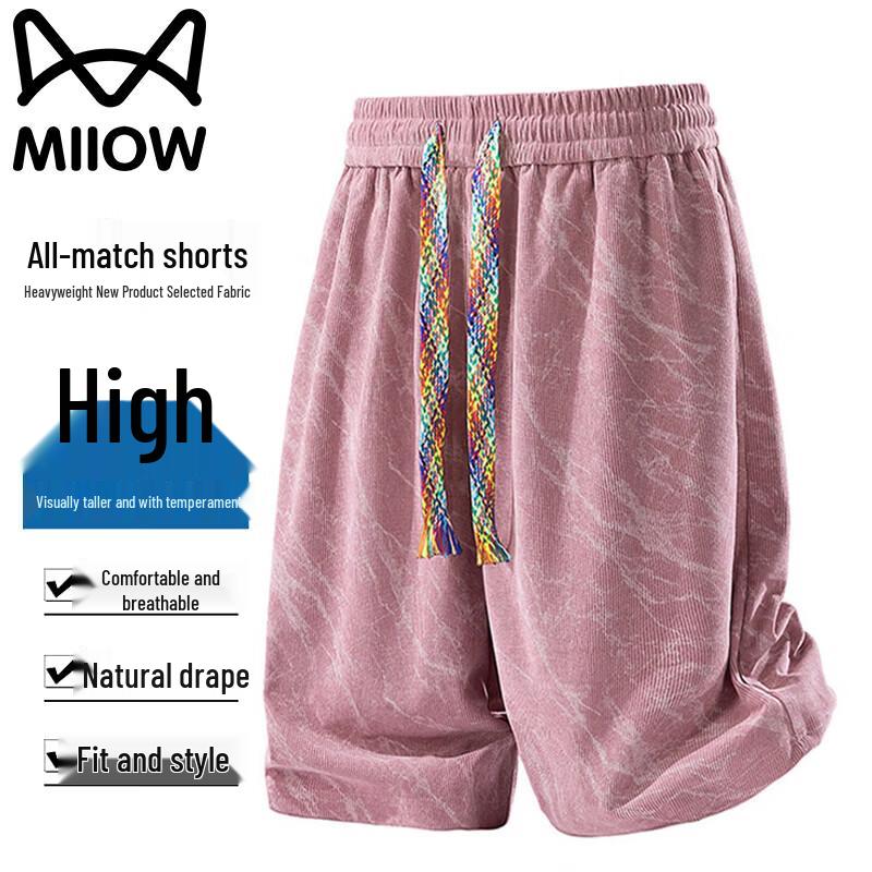 MiiOW Men s Summer Tie-Dye Corduroy Shorts M