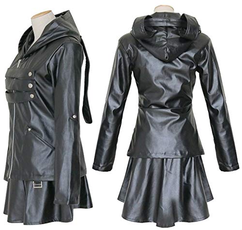 [Entering Love and Peace] Tokyo Ghoul Kirishima Touka Cosplay Costume Set (Top and Bottom + Long Socks + Wig + Keychain) 5-piece Set (Costume Size XL)