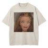 Cotton Vintage Washed Kawaii Disgusting Doll Face Funny Meme T Shirt  Fashion Menwomen Male Acid Wash Tees Vintage