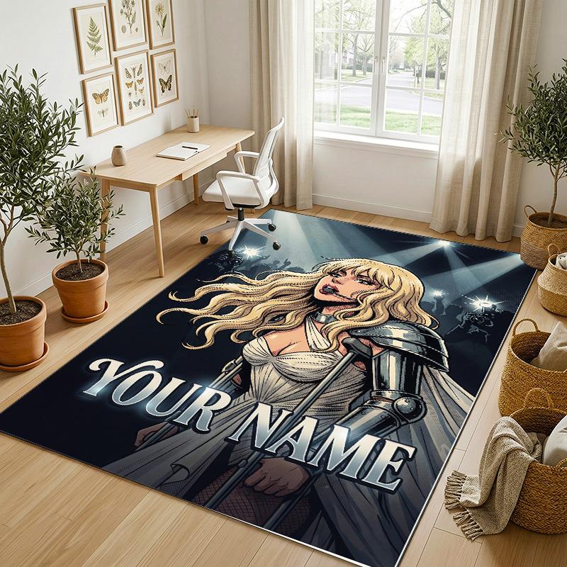 Personalized Crystal Velvet Carpet,Lady Gaga Custom Printed Name, Plush Area Rug For Home Indoor Decor