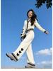 7783 Korean Fashion Rich Girl Heart Color Block Knit Cardigan & Long Pants Set - Fall/Winter