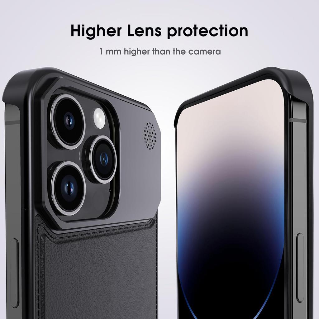 For iPhone 13 Pro Max Magnetic Case Leather+Aluminium Alloy Borderless Aromatherapy Phone Cover