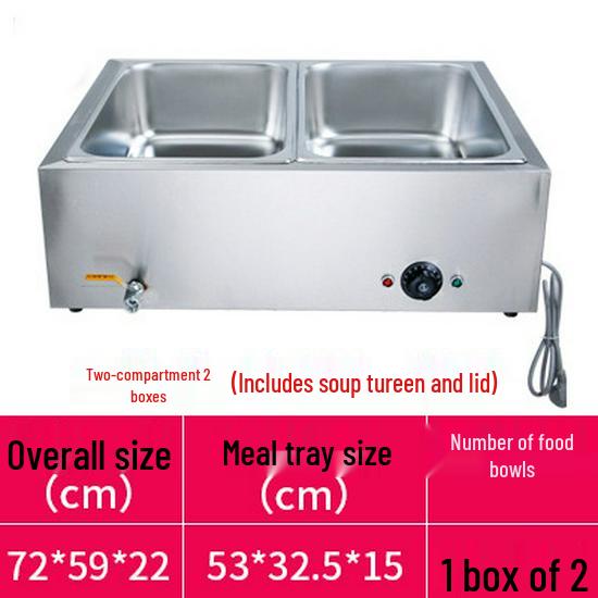 Stainless Steel Electric Food Warming Table - Multi-Functional Countertop Heater for Soups & Dishes.