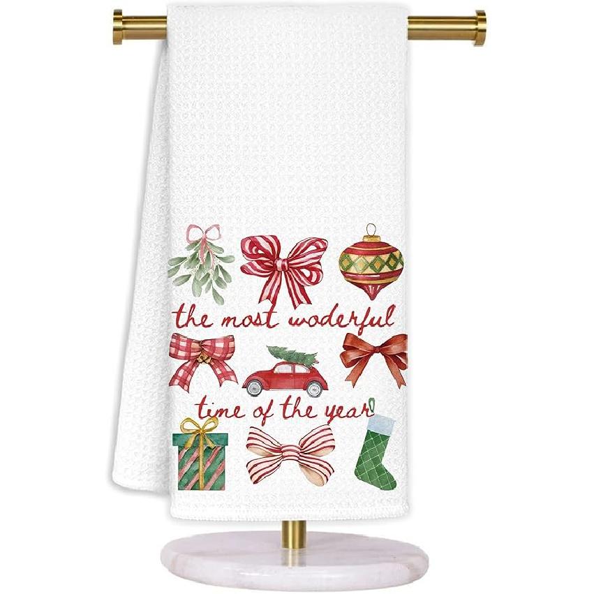 Cute Lobster Christmas Kitchen Hand Towels,Blue Stripes Decorations Tea Towels Dish Rags,Gifts for Women Lobster Lovers,Coastal Kitchen Bathroom Christmas-wonderful