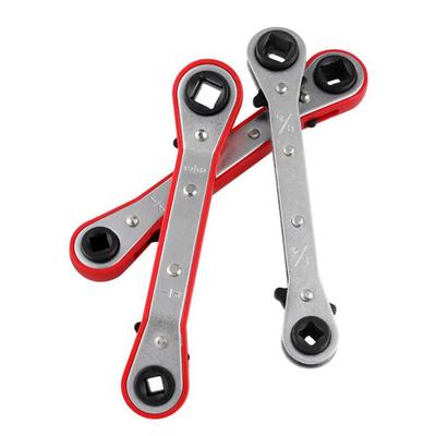 Llave de Carraca para Refrigeración Llave de Servicio para Acondicionamiento 4 Tamaños Diferentes 1/4 x 3/16 Cuadrado x 3/8 x 5/16 Cuadrado