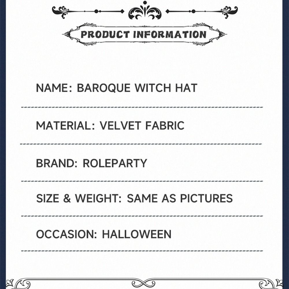 Baroque Wizard Cap Gothic Queen Halloween Witch Hats Foldable   Adult