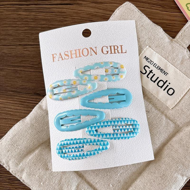 6Pcs/set Fruit Print BB Clip Baby Girls Bangs Side Clip Children's Hairpins Plaid Hair Clips Barrettes Headwear Hair Accessories