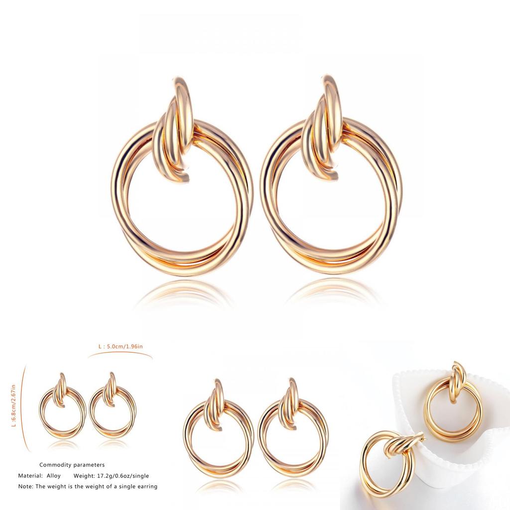 Boucles d'Oreilles Géométriques Élégantes en Alliage Pour Femmes Tendance Style Urbain Bijoux de Mode