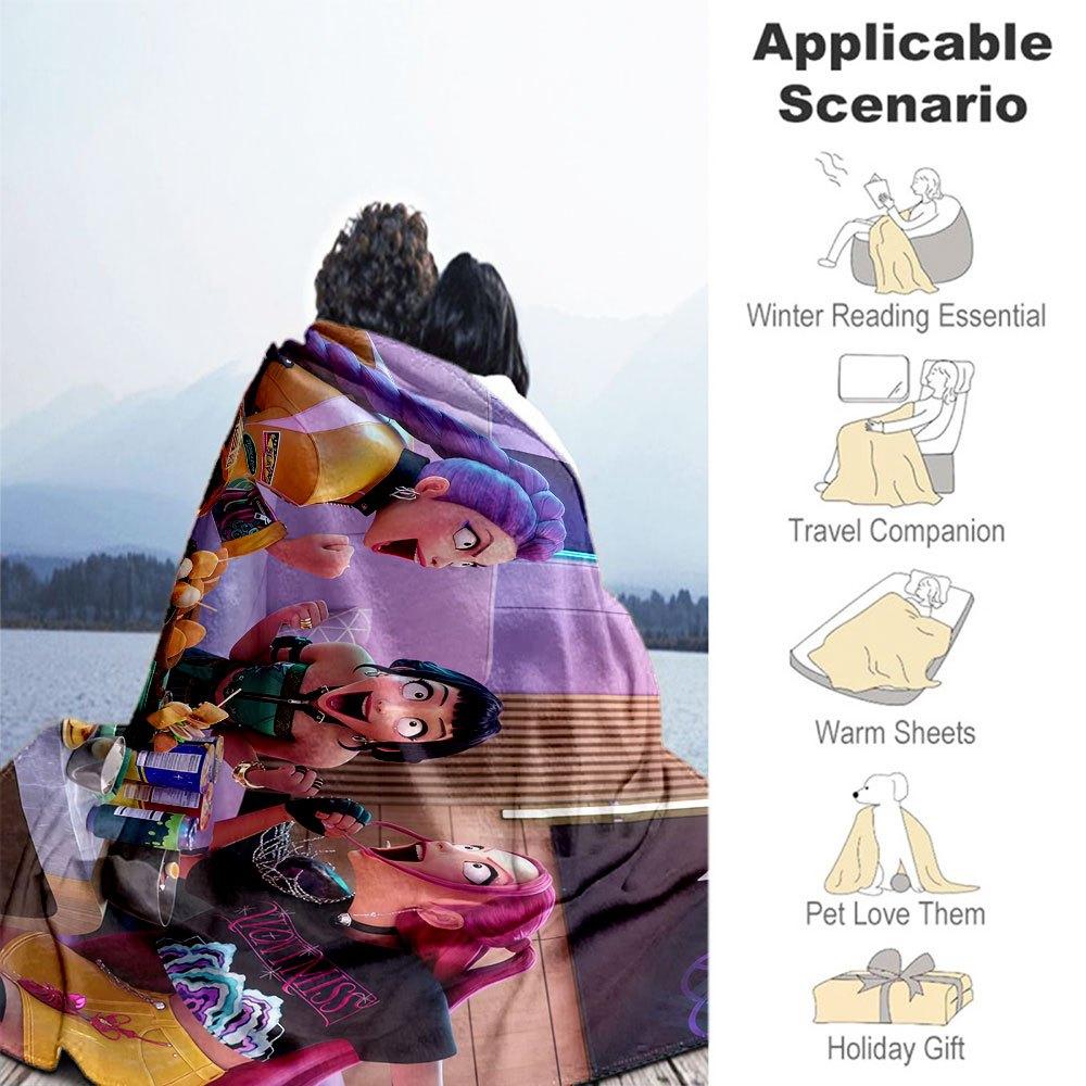 "Vivid Braid Adventure: Colorful Anime Character T-Shirt"Blanket Lightweight Flannel Throw Blanket for Sofa, Bed, Travel, Camping, Livingroo