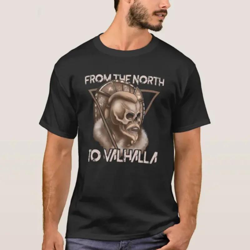 

From The North To Valhalla Nordic Mytholog VikingerWarrior Skull T Shirt New 100% Cotton Short Sleeve O-Neck Casual Mens T-sh... S