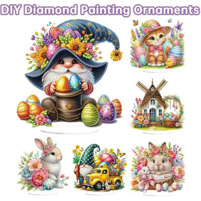 Acrylic Special Shape 2025 Easter Rabbit Table Top Diamond Painting Ornament Kits 5D DIY Diamond Painting Desktop Bedroom Decor