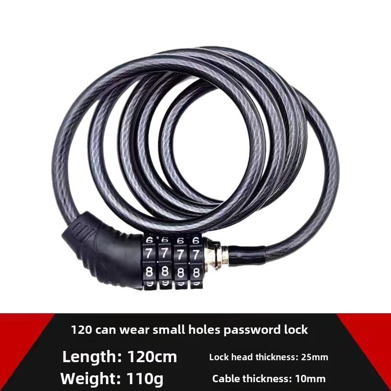 Přenosný zámek s heslem proti krádeži pro kola a elektromobily - silné ocelové lano