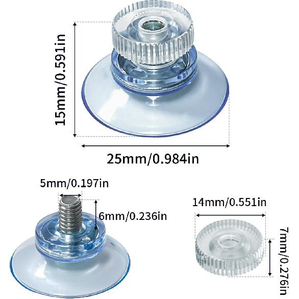 20 Pack Mini Suction Cups,25mm/1'' Suction Cup with M5 Screw Clear PVC Sucker Pads Extra Strong Sucker Suction Cup Glass Suction Holder with Screw