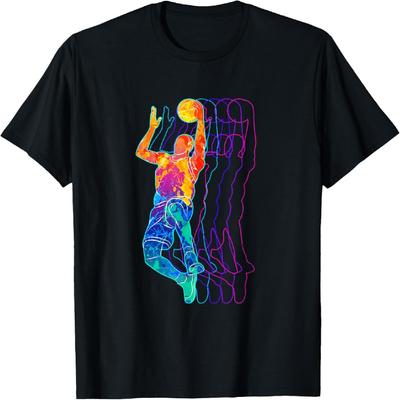 T-shirt Cadeau Joueur de Basket Rétro pour Hommes Garçons Enfants