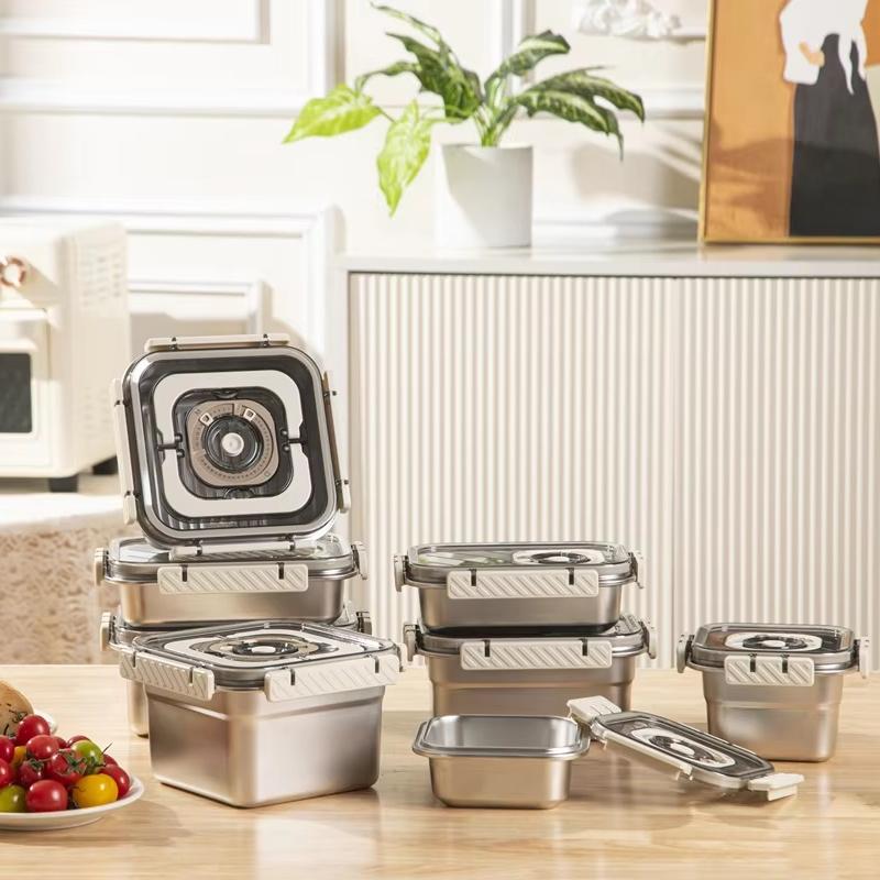 Wholesales Vacuum Function Food Storage Box to Keep Food Fresh Longer Stainless Steel Student Lunch Box Large Capacity Bento Box