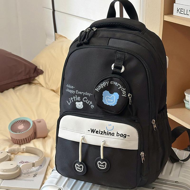 School bag, high value and fresh ins School bag for junior high school students, casual, simple, lightweight and large capacity